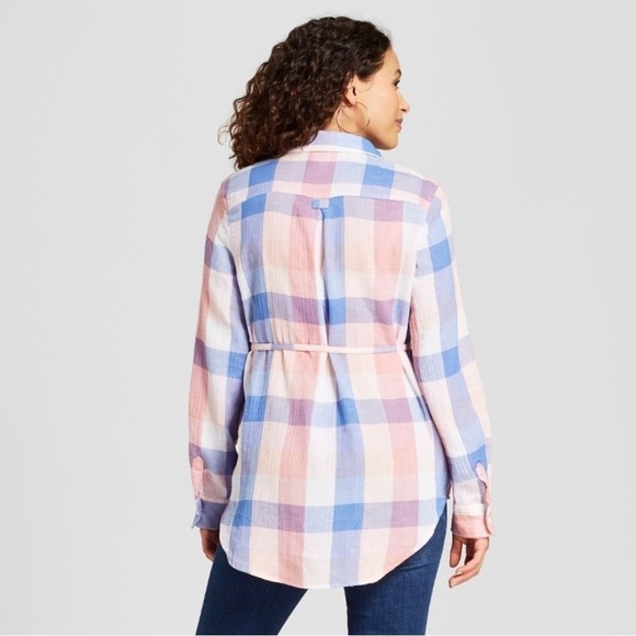 Isabel Maternity by Ingrid & Isabel Plaid Popover Button-Up Tunic Shirt - Picture 3 of 9